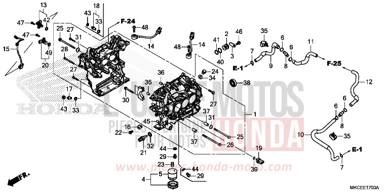 CYLINDER BLOCK for Gold Wing CANDY ARDENT RED (R367B) from 2019